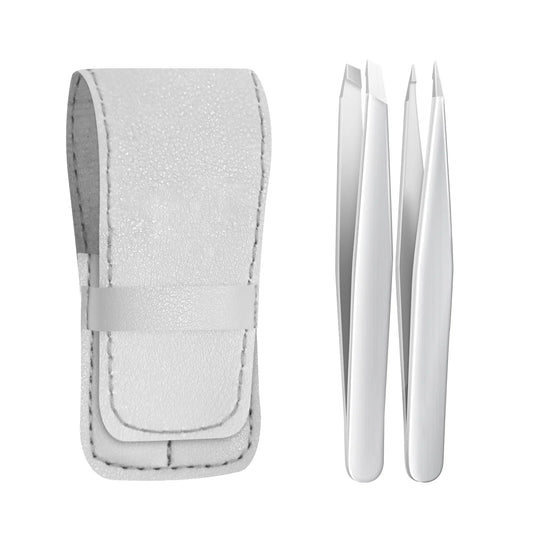 Tweezers Set, Professional Stainless Steel Tweezers for Men and Women, Precision Eyebrow Tweezers for Facial Hair (silver